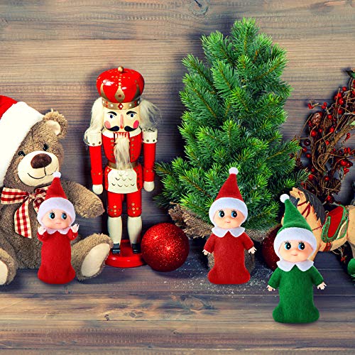 Skylety 6-Pack Mini Christmas Doll Babies with Velvet Bags – Red & Green