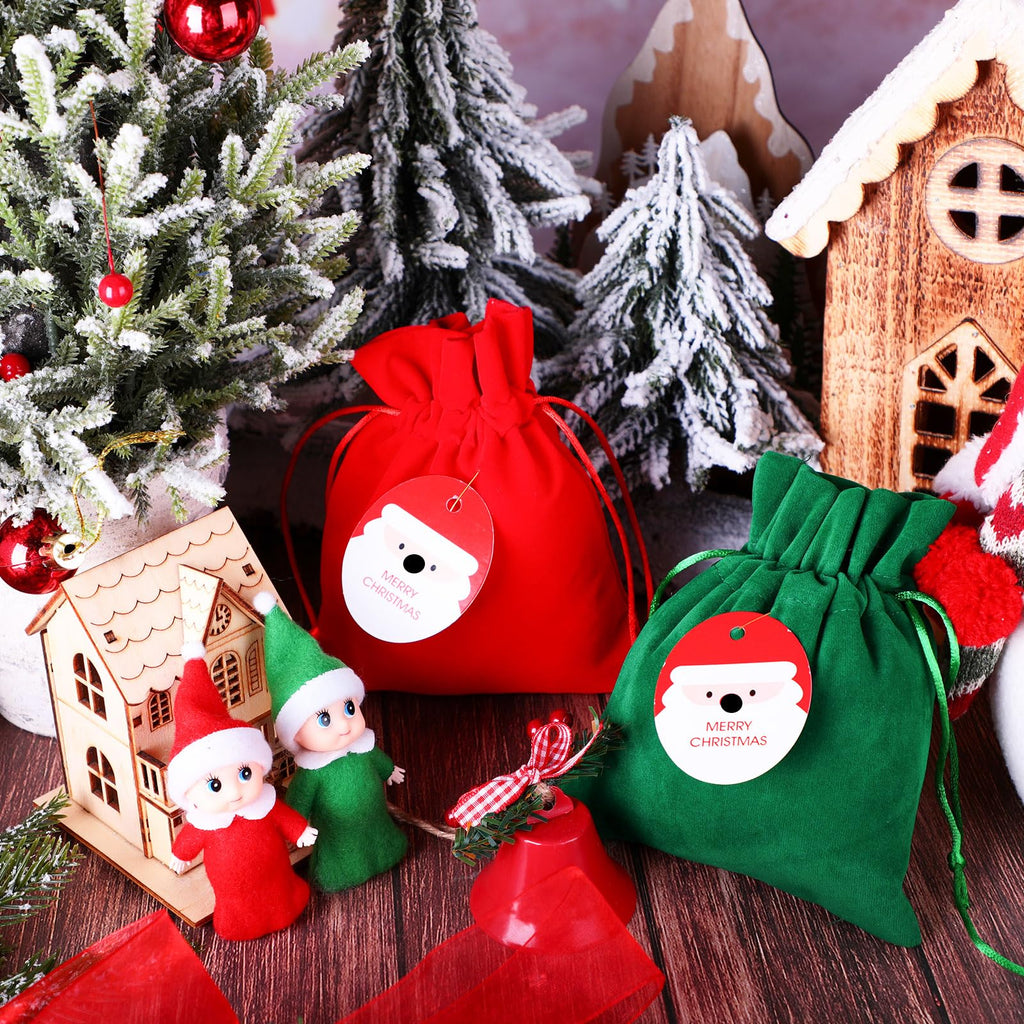 Skylety 6-Pack Mini Christmas Doll Babies with Velvet Bags – Red & Green