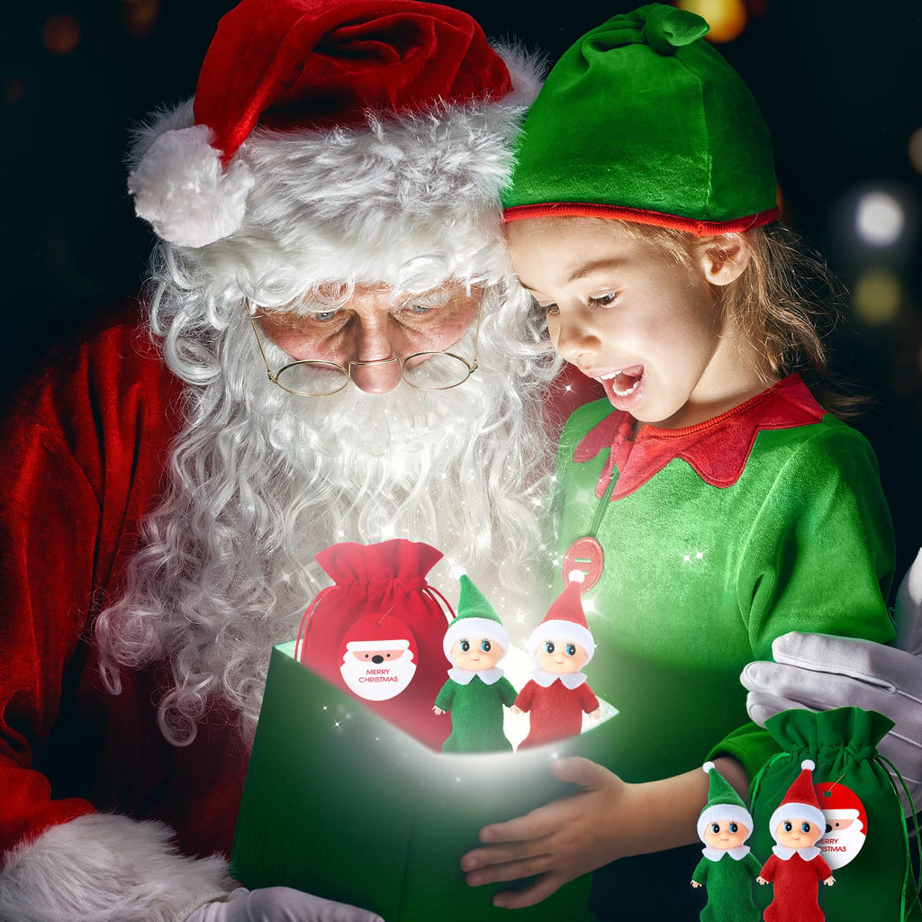 Skylety 6-Pack Mini Christmas Doll Babies with Velvet Bags – Red & Green