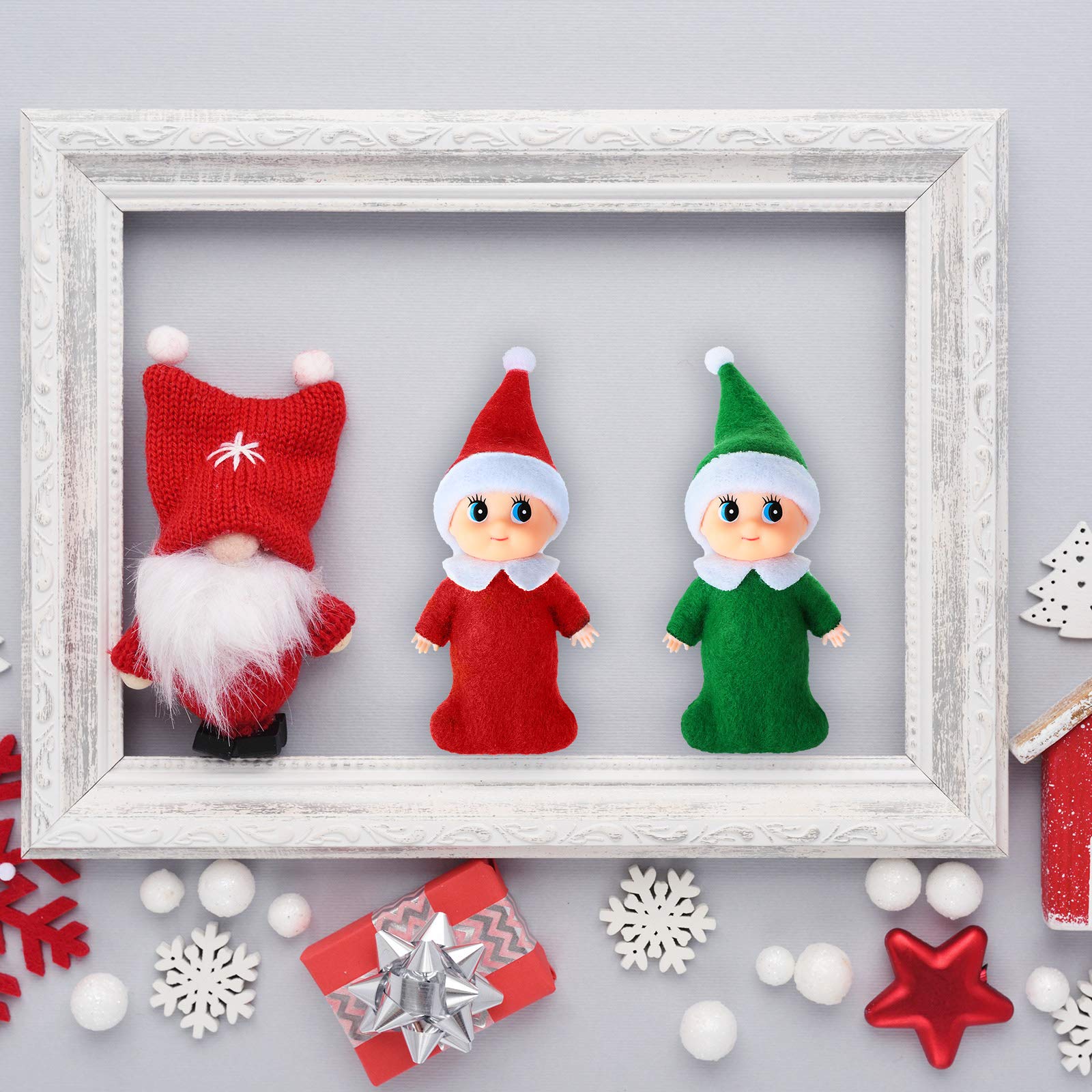 Skylety 6-Pack Mini Christmas Doll Babies with Velvet Bags – Red & Green