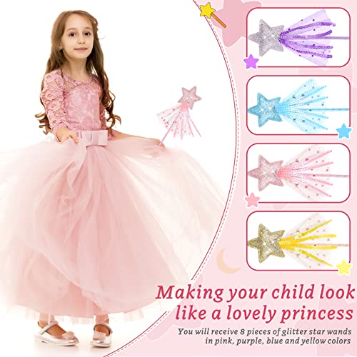 Skylety 8-Pack Fairy Wands: Glitter Star Princess Wands for Party Favors and Costume Props