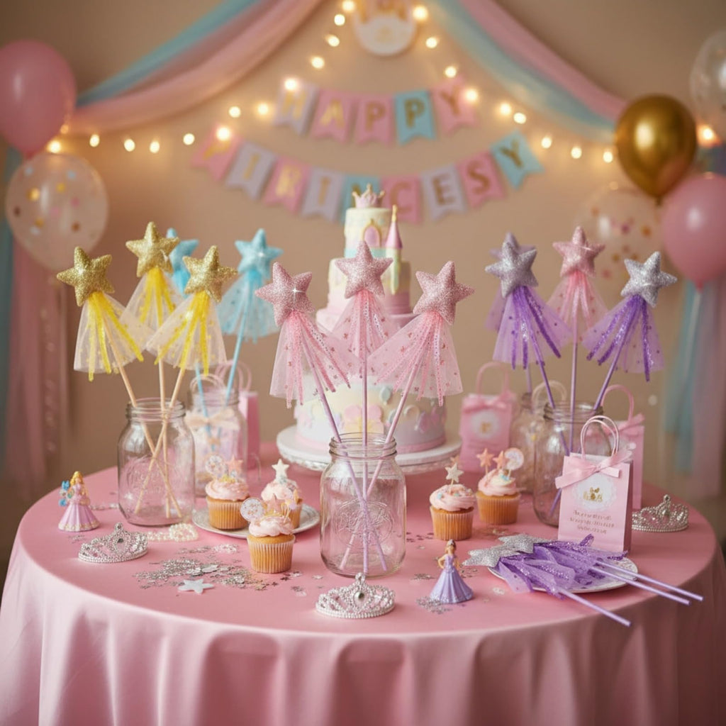 Skylety 8-Pack Fairy Wands: Glitter Star Princess Wands for Party Favors and Costume Props