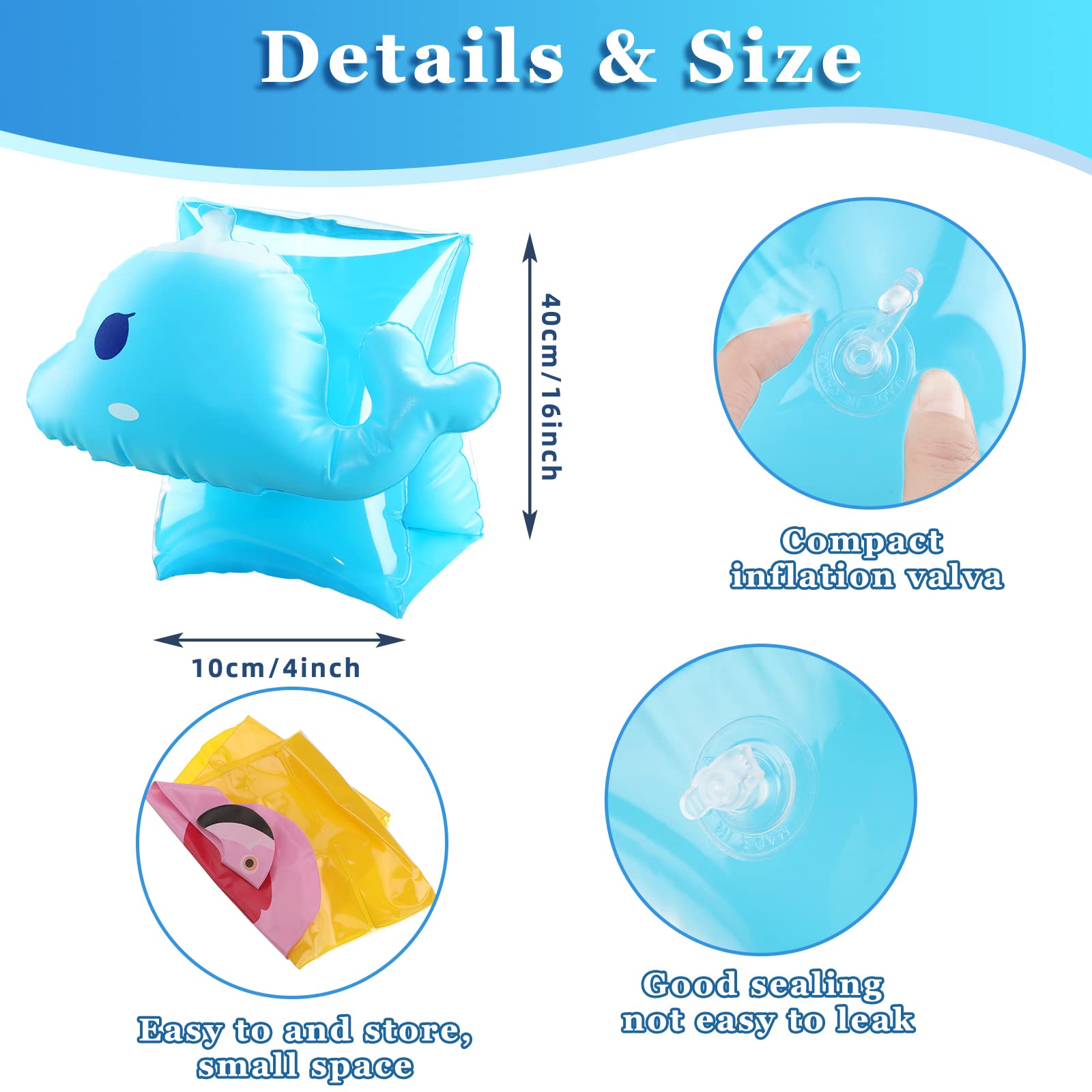 Skylety 8-Piece Inflatable Swim Arm Floaties for Toddlers – Colorful Cartoon Arm Bands