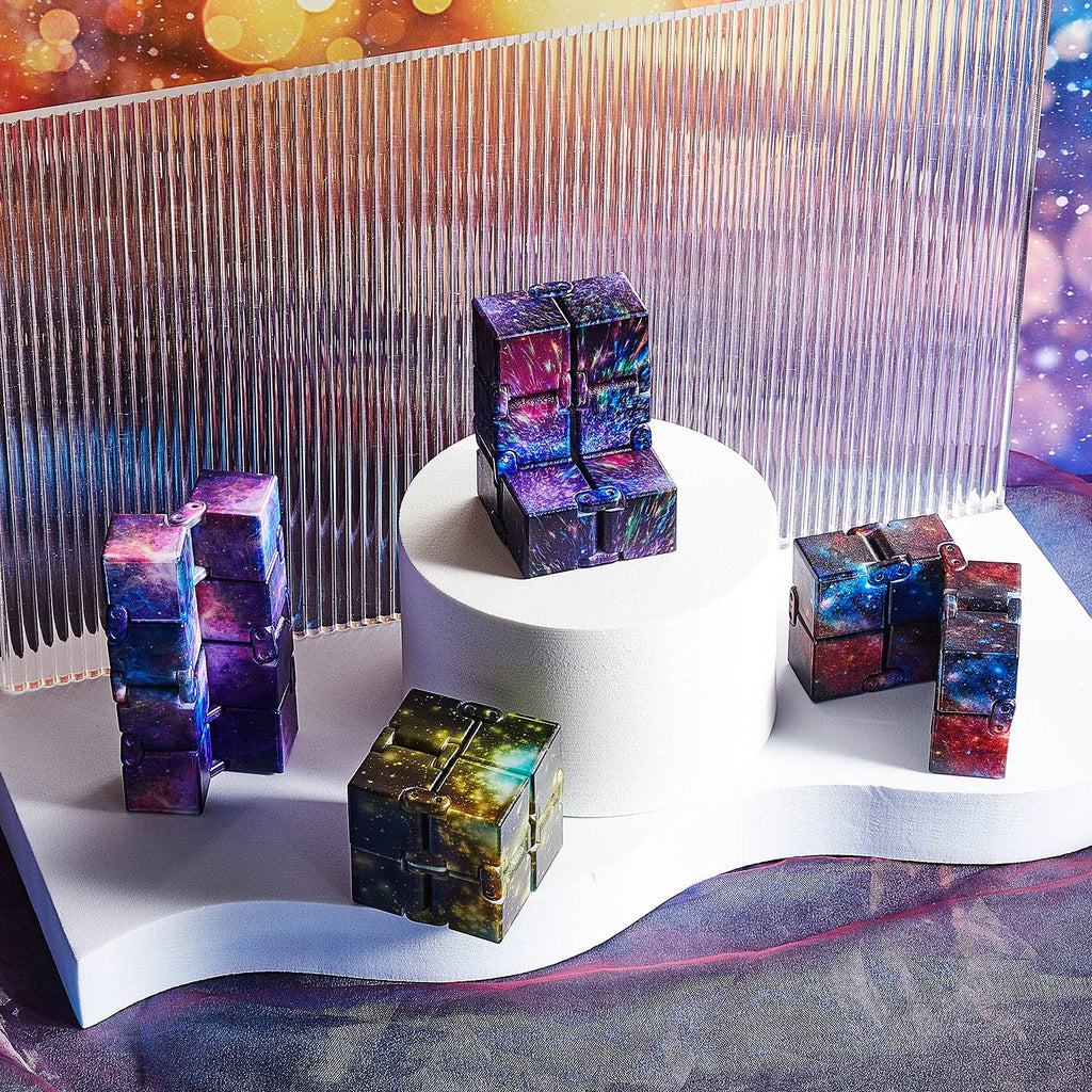 Skylety Infinity Cube Set (4 Pack) – Galaxy Design Stress Relief Fidget Toy for Adults