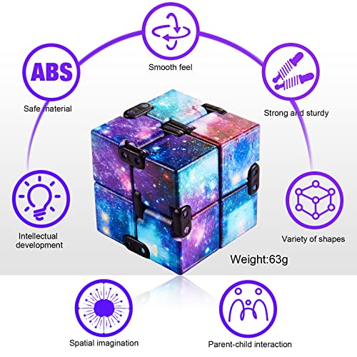 Skylety Infinity Cube Set – 4 Pack Handheld Fidget Toy for Stress Relief and Focus (Starry Design)