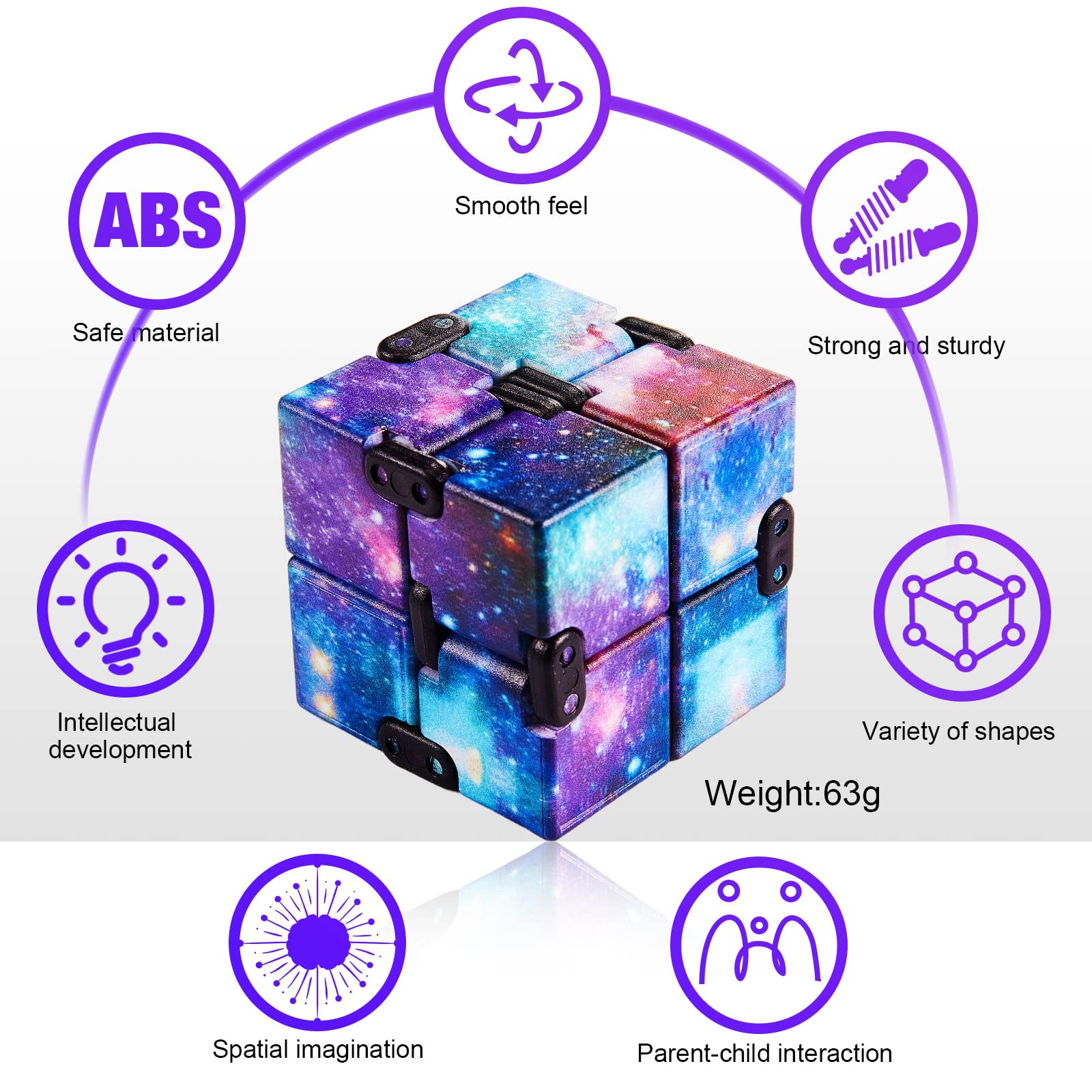 Skylety Infinity Cube Set – 4 Pack Handheld Fidget Toy for Stress Relief and Focus (Starry Design)