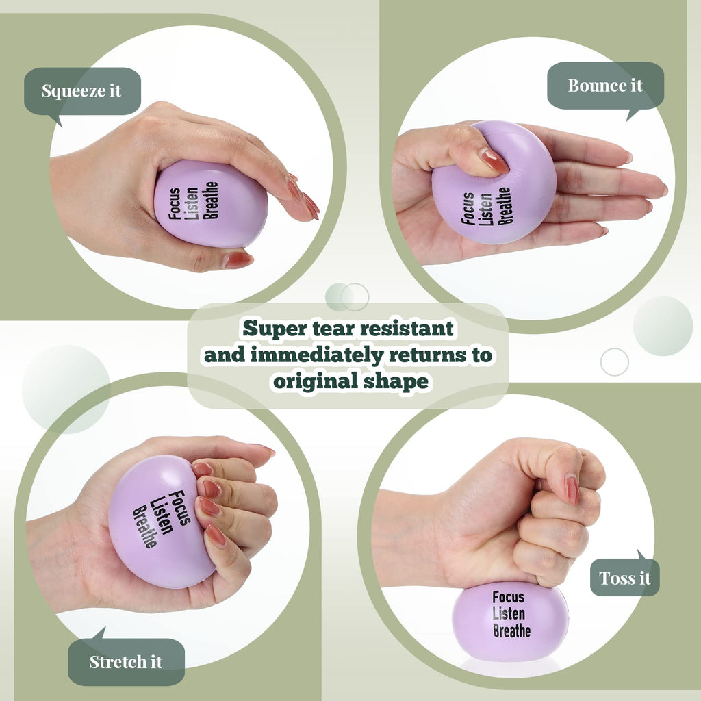 Skylety Motivational Stress Balls – 6 Pack Pastel Foam Squeeze Balls with Inspirational Quotes for Stress Relief