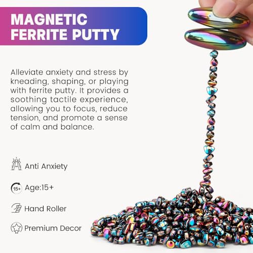 Slime Putty Set with Magnetic Ferrite Stones and Oval Magnets - Fidget Toy for Adults