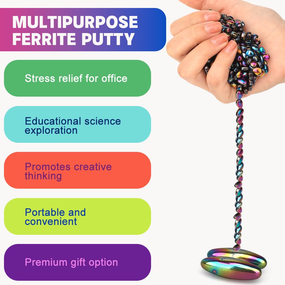 Slime Putty Set with Magnetic Ferrite Stones and Oval Magnets - Fidget Toy for Adults
