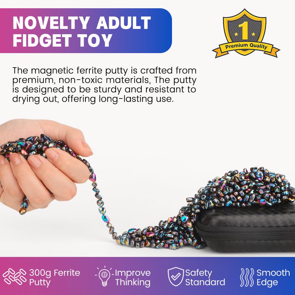 Slime Putty Set with Magnetic Ferrite Stones and Oval Magnets - Fidget Toy for Adults