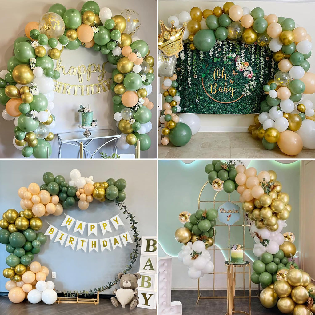 Slmeno Sage Green 18th Birthday Decoration Kit - Balloon Arch, 3D Butterflies, Cake Toppers & More