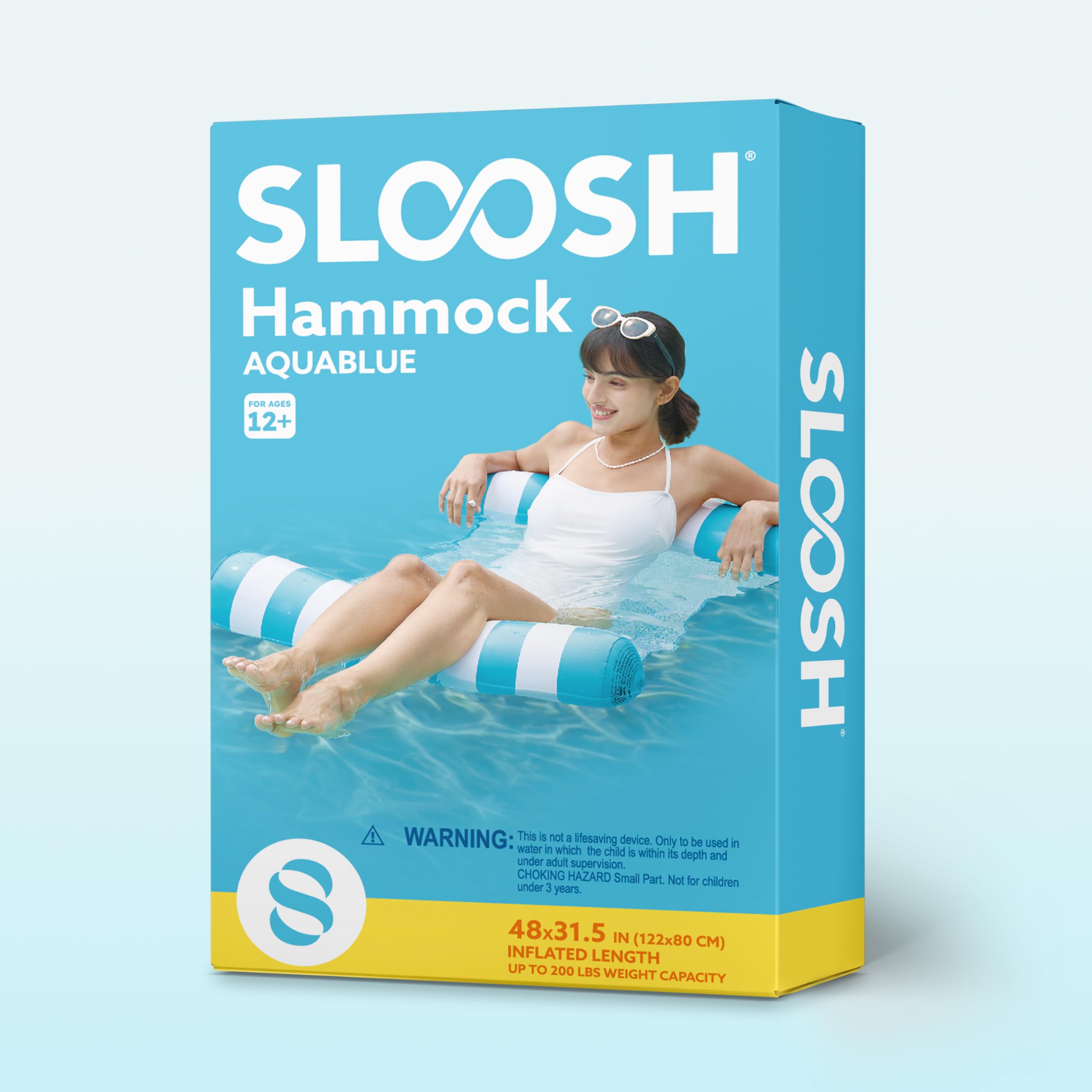 SLOOSH 4-in-1 Inflatable Pool Hammock for Adults – 200 lb Capacity, Breathable Mesh Seat, Compact Travel Design