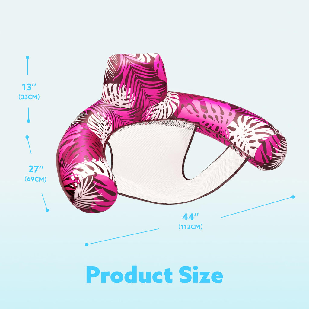 Sloosh Inflatable Pool Float for Adults – Pink Tropical Leaf Lounge Chair with Headrest, Lightweight & UV-Resistant