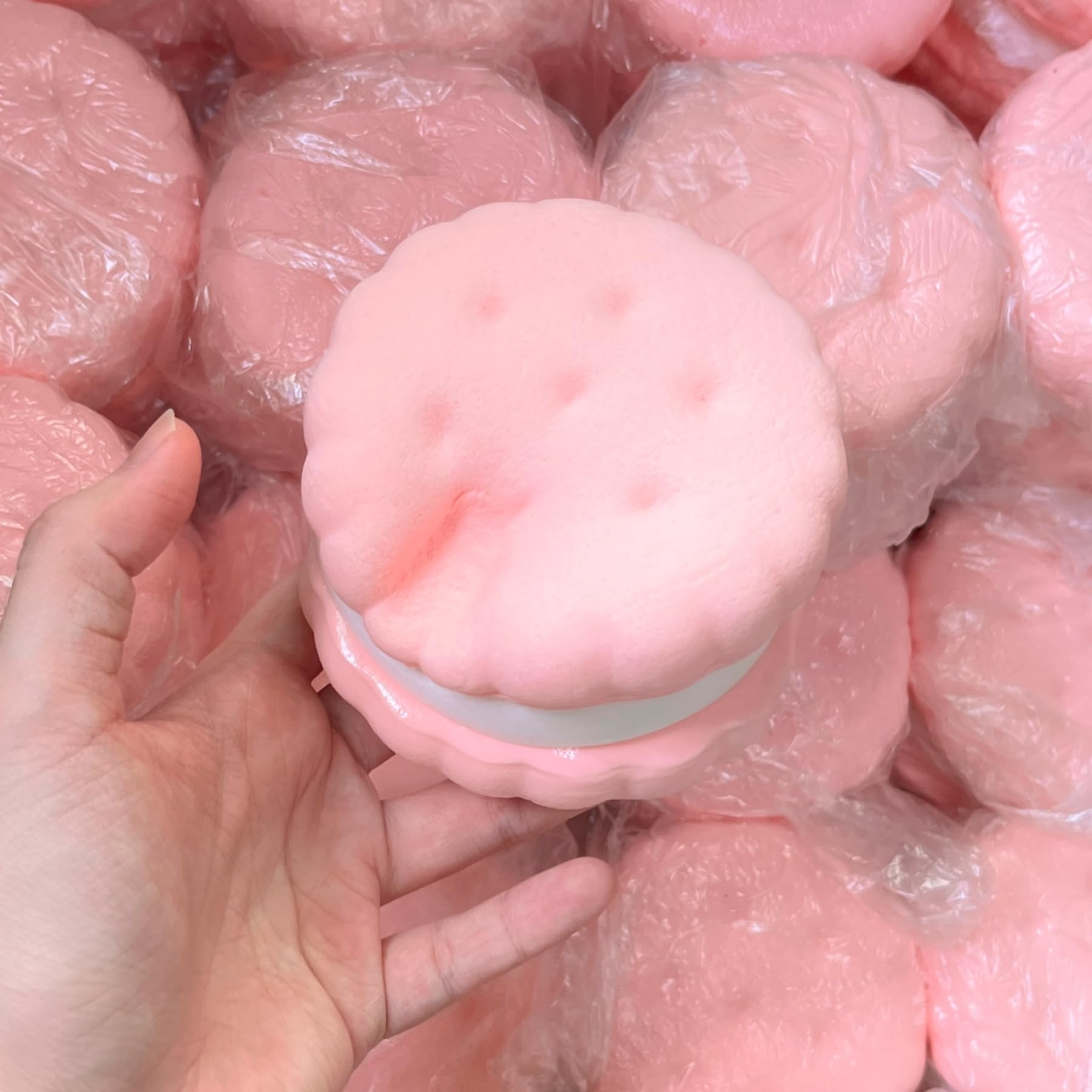 Slow Rising Cookie Squishy Toy by SUISUILE - 3-Layer Sandwich Design, Soft PU Foam, Stress Relief Squeeze Toy for Adults and Kids (Pink)