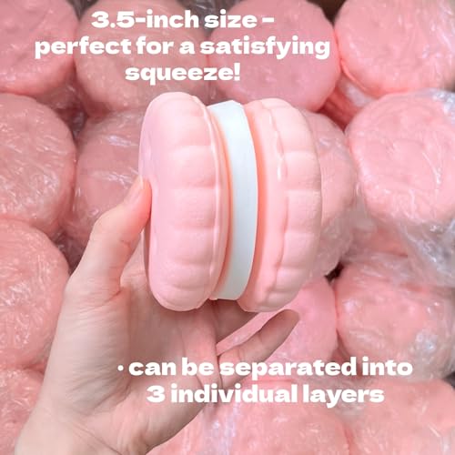 Slow Rising Cookie Squishy Toy by SUISUILE - 3-Layer Sandwich Design, Soft PU Foam, Stress Relief Squeeze Toy for Adults and Kids (Pink)