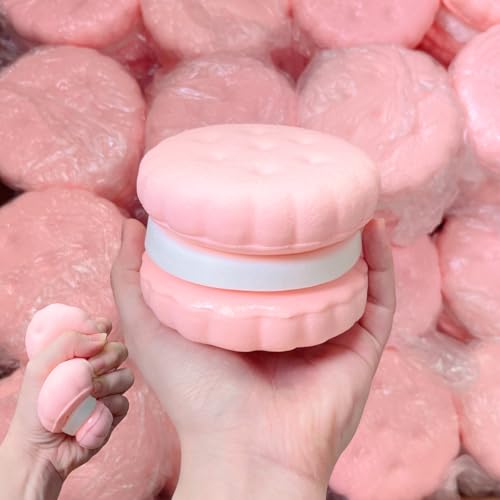 Slow Rising Cookie Squishy Toy by SUISUILE - 3-Layer Sandwich Design, Soft PU Foam, Stress Relief Squeeze Toy for Adults and Kids (Pink)