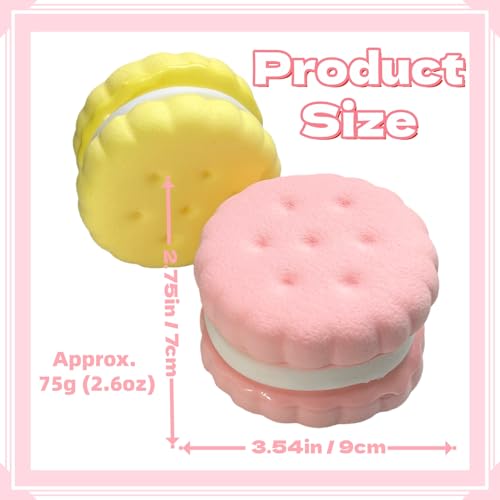 Slow Rising Cookie Squishy Toy by SUISUILE - 3-Layer Sandwich Design, Soft PU Foam, Stress Relief Squeeze Toy for Adults and Kids (Pink)
