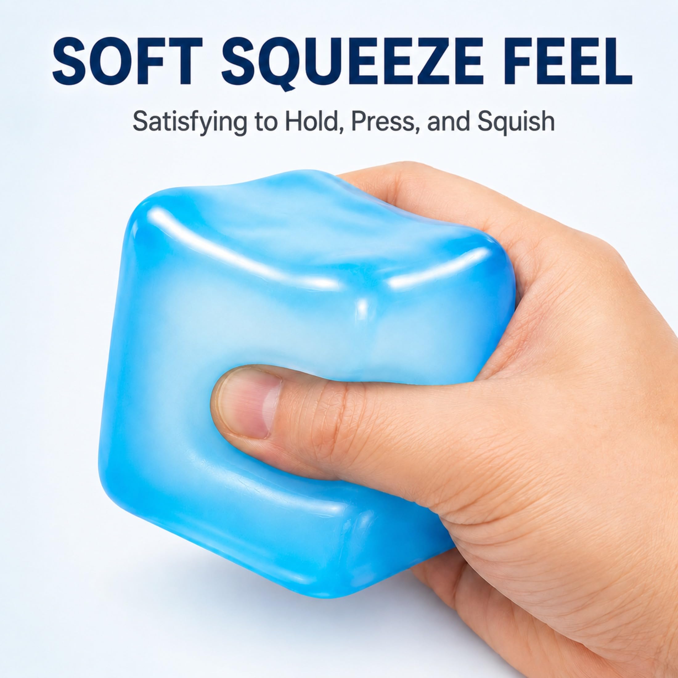 Slow-Rising Ice Cube Squishy Fidget Toy – Pink Sensory Stress Relief Cube for Desk, Travel, and Focus