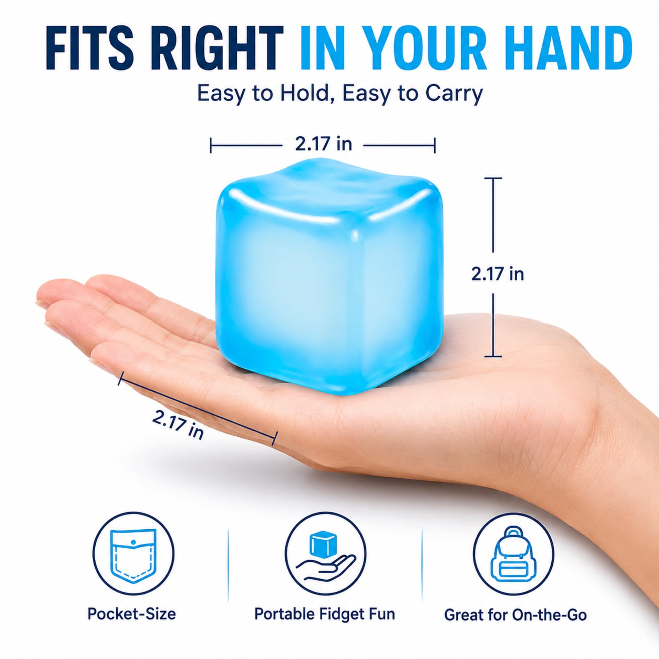 Slow-Rising Ice Cube Squishy Fidget Toy – Pink Sensory Stress Relief Cube for Desk, Travel, and Focus