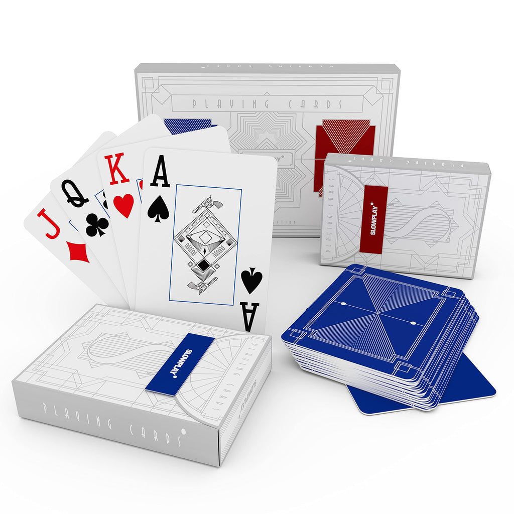 SLOWPLAY 2-Deck Plastic Playing Cards – Jumbo Index, Waterproof & Washable Poker Cards for Texas Hold'em