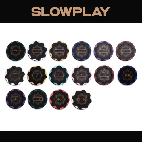 SLOWPLAY Nash Clay Poker Chips – 14g Heavyweight Composite, 40mm, Pack of 50 in Green (No Denomination)