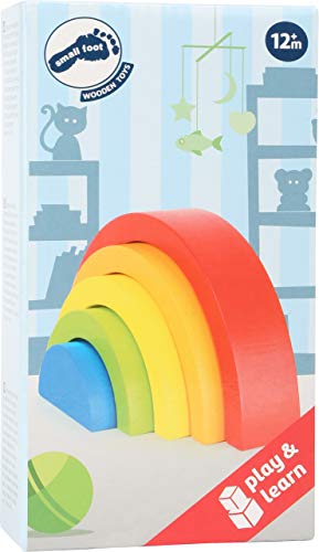 Small Foot Wooden Rainbow Building Blocks – 5-Piece Stacking Toy for Toddlers 12+ Months