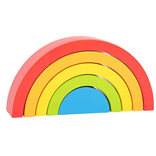 Small Foot Wooden Rainbow Building Blocks – 5-Piece Stacking Toy for Toddlers 12+ Months