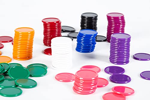 Smartdealspro 300-Piece 1-Inch Plastic Counters Set – 10 Colors, Opaque, with Edge