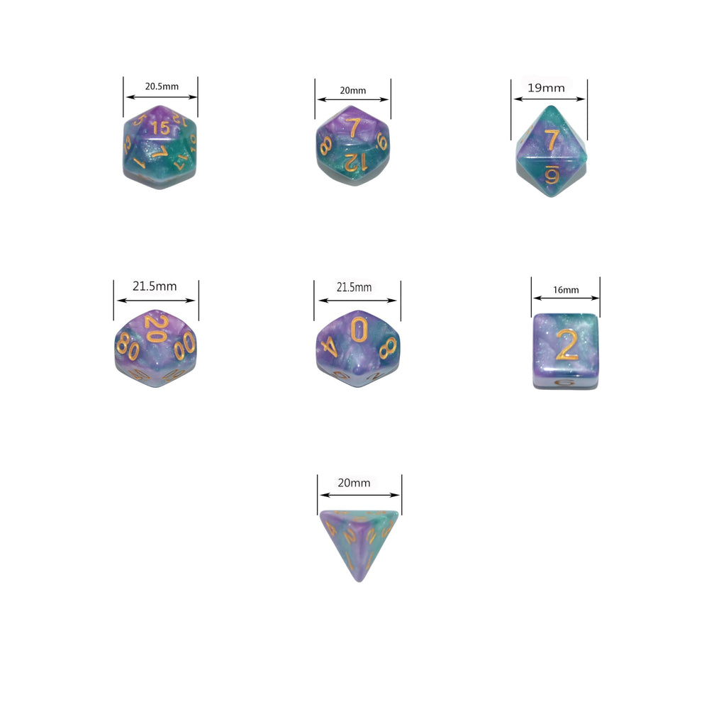 SmartDealsPro 42-Piece Glitter Polyhedral Dice Set (6 Complete Sets) with Pouches for D&D, MTG, RPG