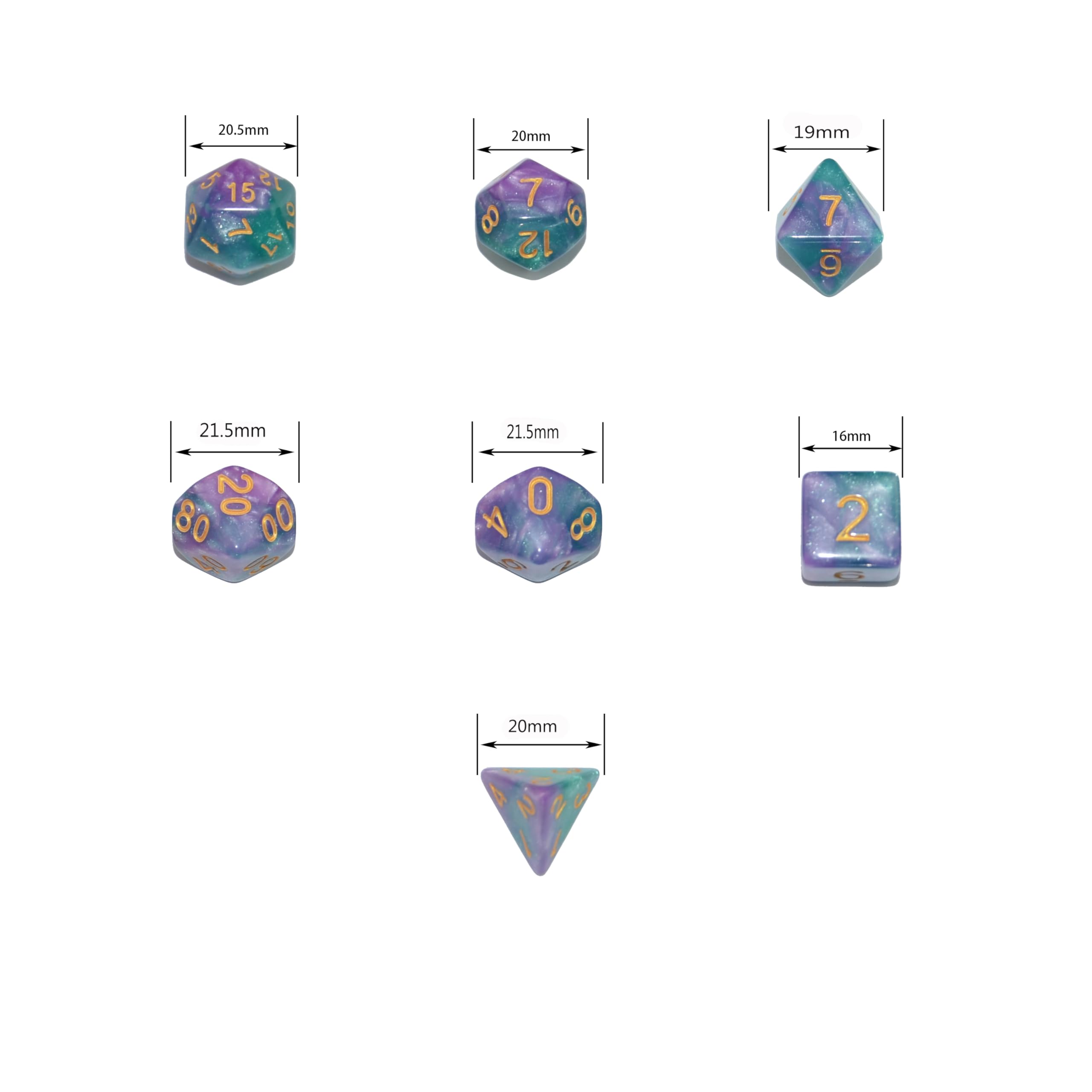 SmartDealsPro 42-Piece Glitter Polyhedral Dice Set (6 Complete Sets) with Pouches for D&D, MTG, RPG