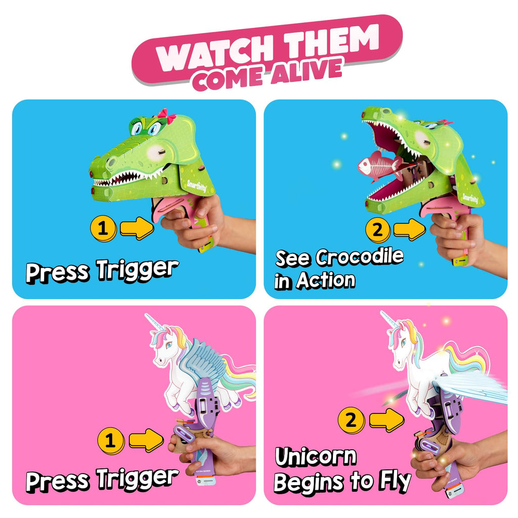 Smartivity Mech Miracles DIY Kit – Build Unicorn & Crocodile, STEM Toy for Ages 6-14