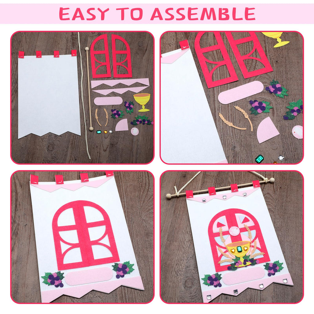 SmoothNovelty First Communion Banner Kit – Pink Felt 9x12 Inch with Wooden Stick