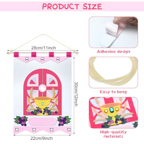 SmoothNovelty First Communion Banner Kit – Pink Felt 9x12 Inch with Wooden Stick