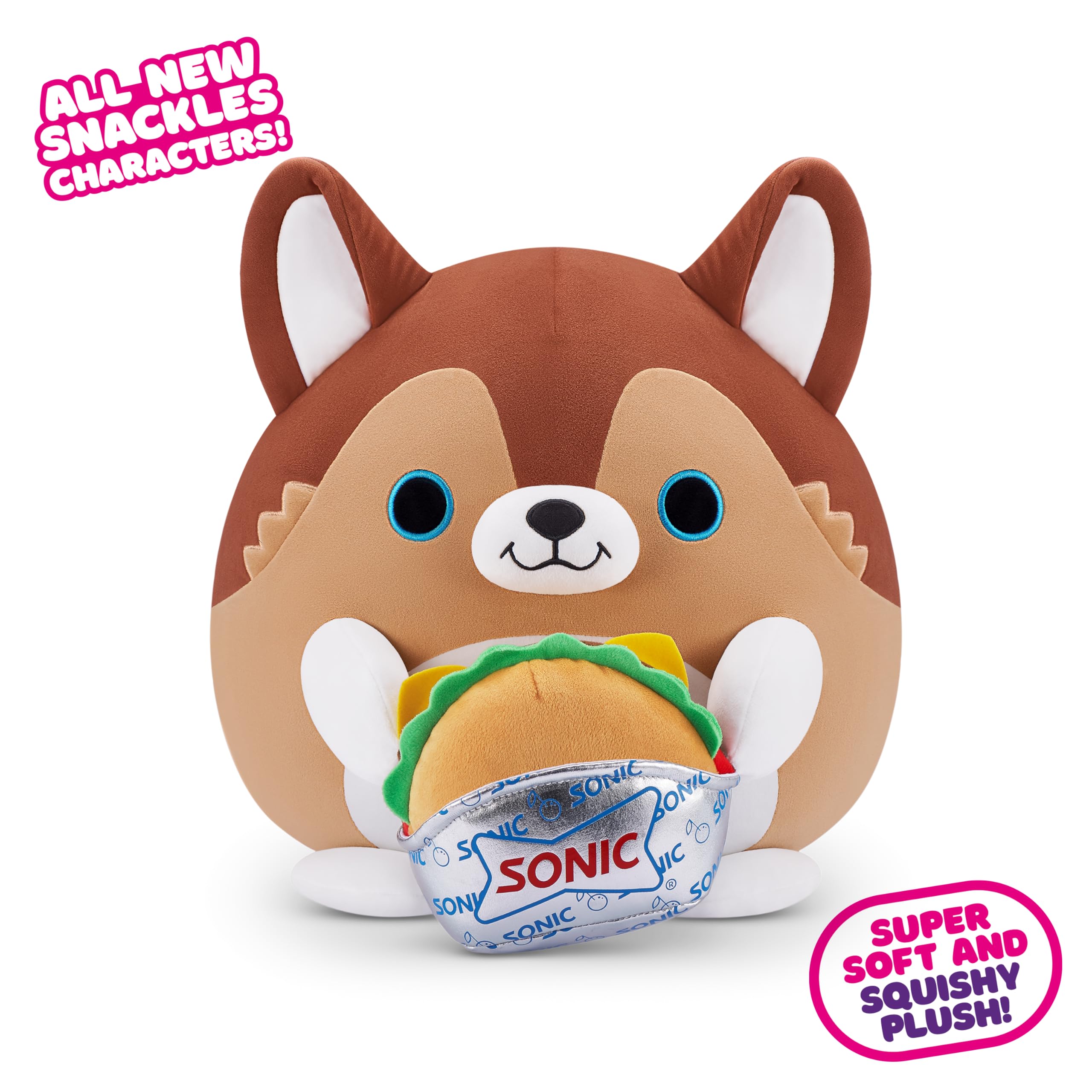 Snackles Series 2 Lucas the Puppy 14-Inch Super Soft Plush with Licensed Snack Accessory by ZURU