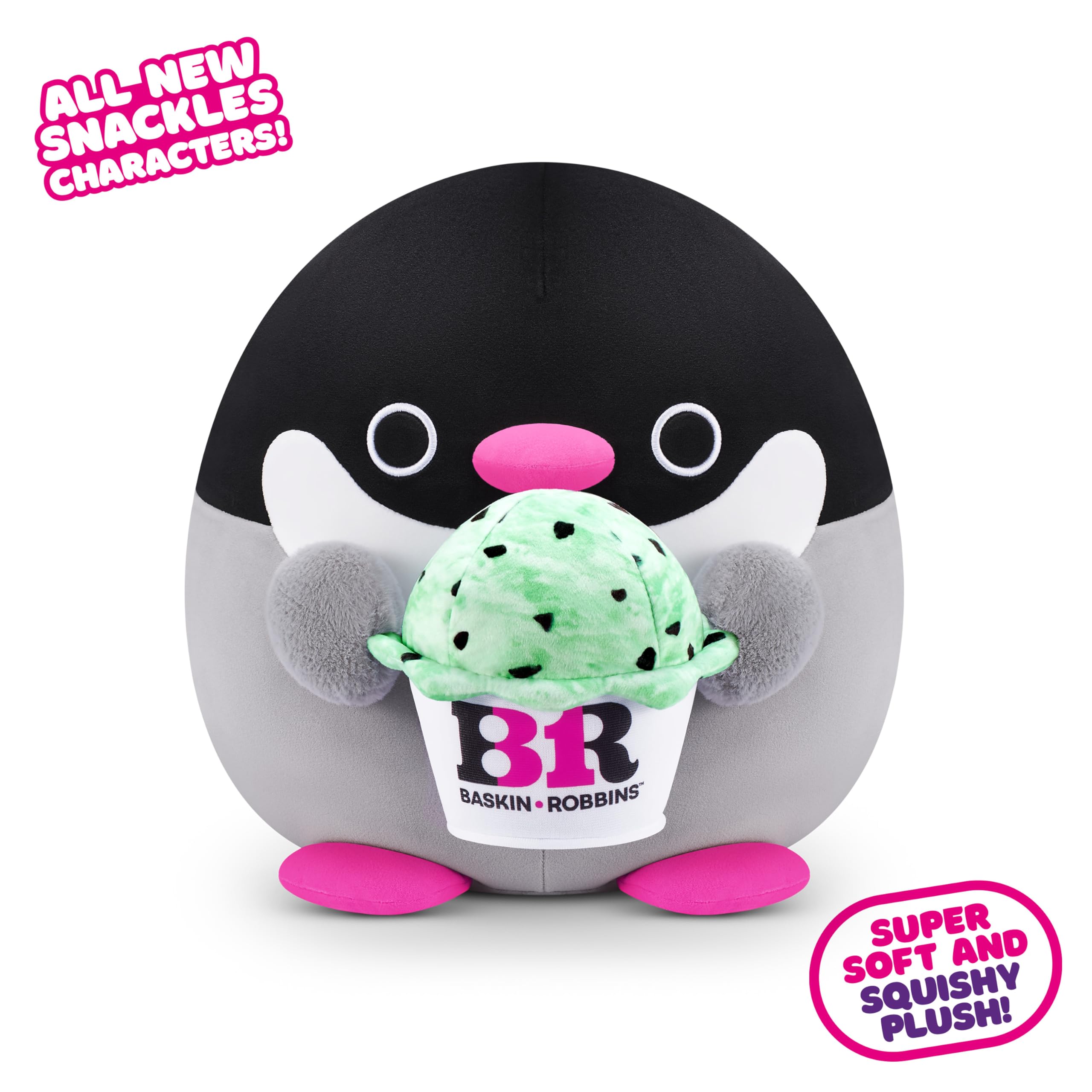 Snackles Series 2 Penguin & Baskin-Robbin 8 Inch Plush – Ultra Soft Collectible Squishy Plush Toy