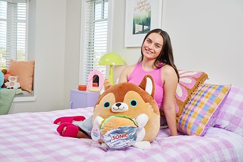 Snackles Series 2 Puppy Plush with Sonic Burger – 16 Inch Ultra Soft Collectible Stuffed Animal by ZURU