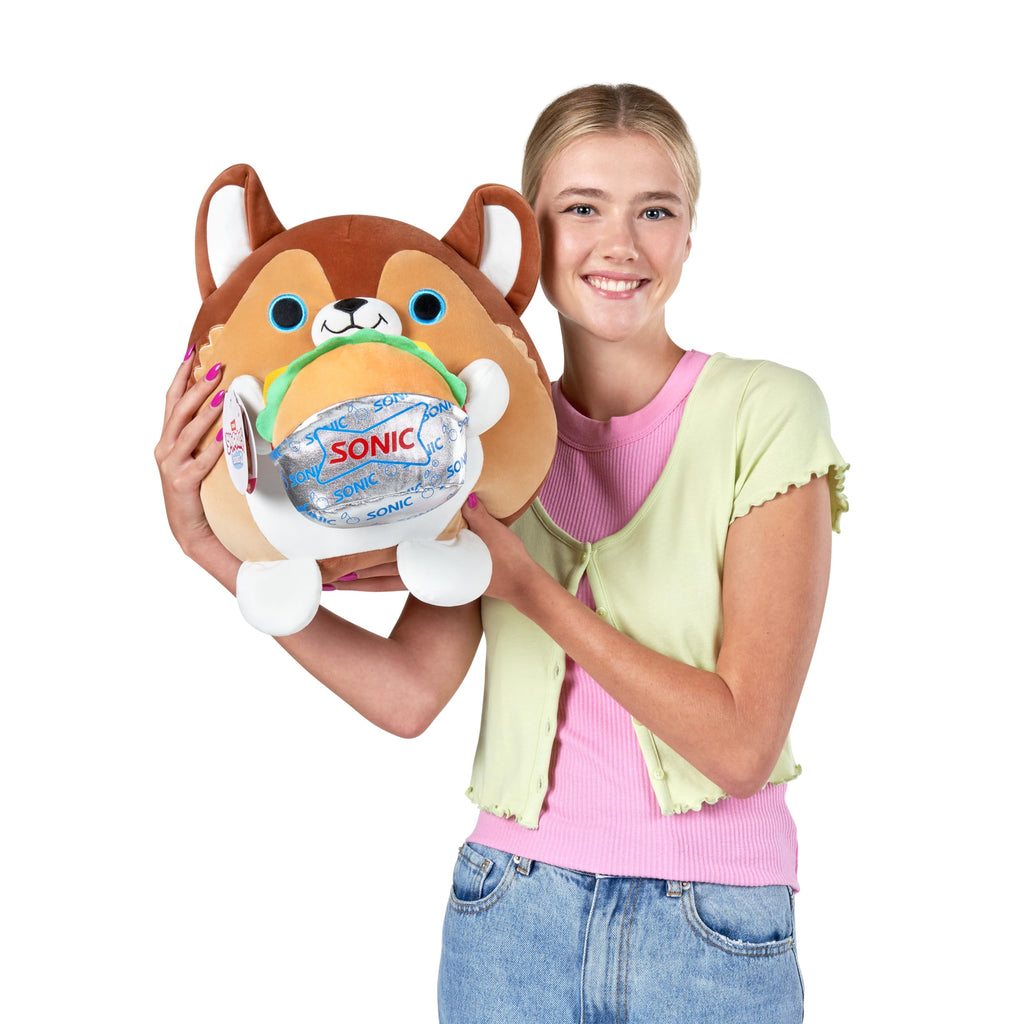 Snackles Series 2 Puppy Plush with Sonic Burger – 16 Inch Ultra Soft Collectible Stuffed Animal by ZURU