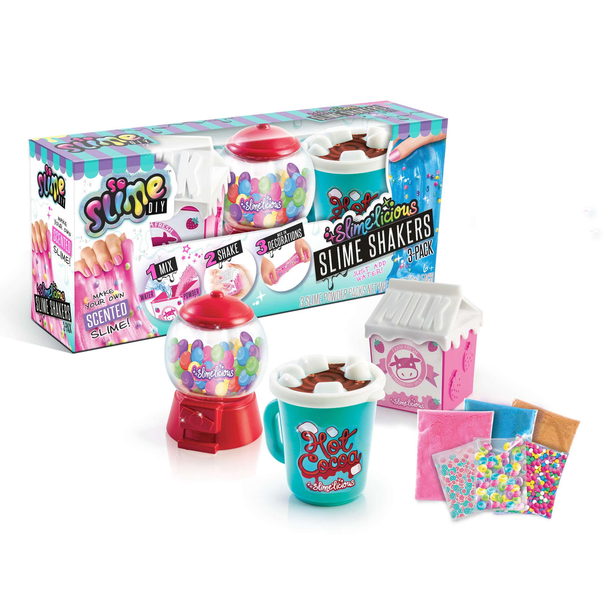 So Slime DIY Slime'licious 3-Pack: Scented Slime Kits – Bubble Gum, Hot Cocoa, Strawberry Milk