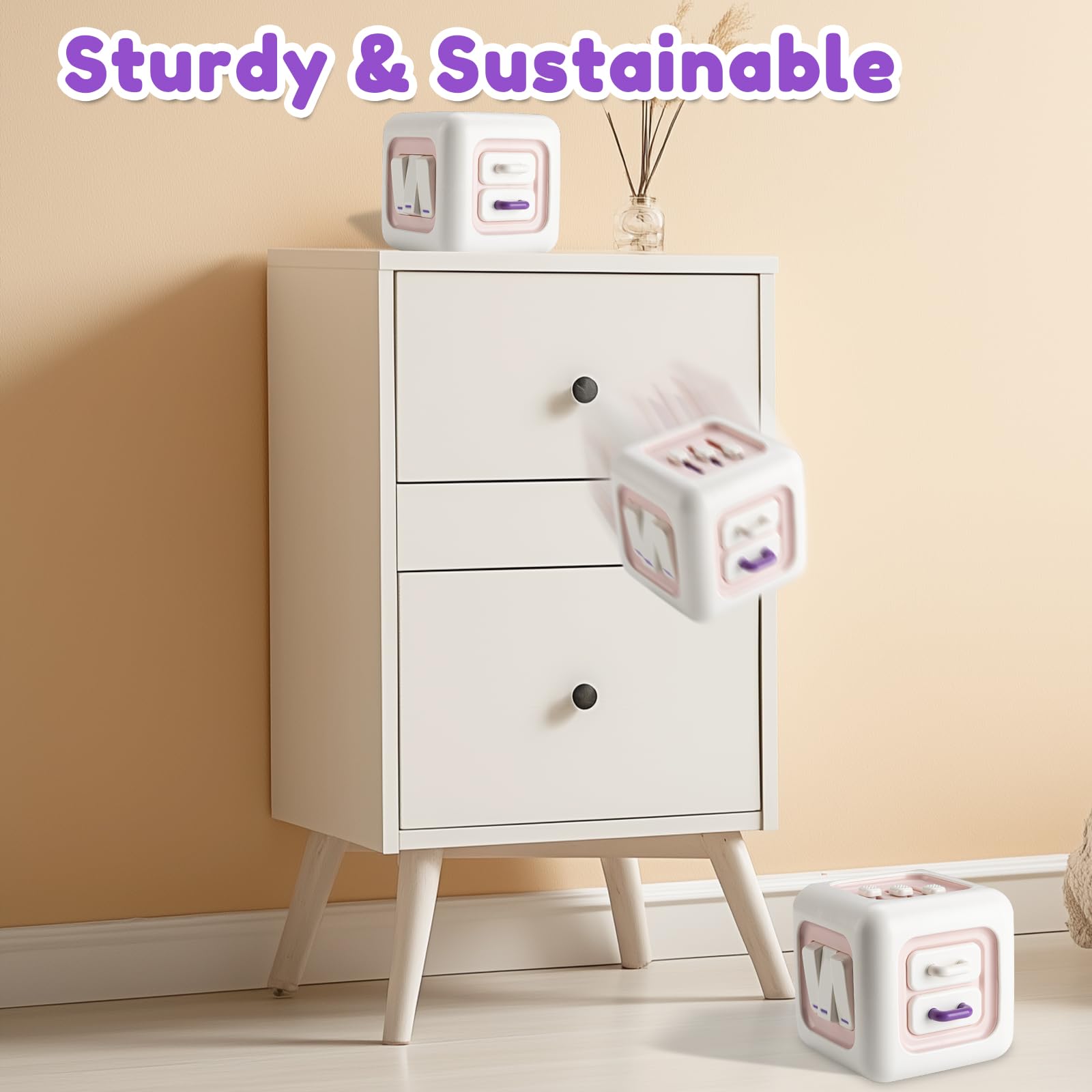SOCBTNSO Busy Cube - Montessori Sensory Toy for 1 Year Old Girl, Travel-Friendly Learning Cube for Toddlers 1-3