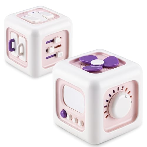 SOCBTNSO Busy Cube - Montessori Sensory Toy for 1 Year Old Girl, Travel-Friendly Learning Cube for Toddlers 1-3