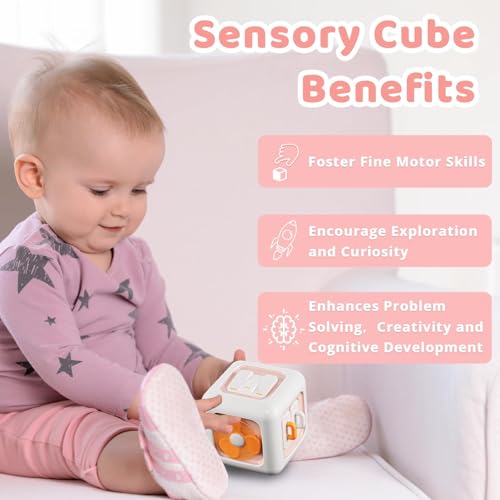 SOCBTNSO Busy Cube – Montessori Toys for 1 Year Old Girl Gifts, Travel Toys for Toddlers 1-3, Learning Fine Motor Skills
