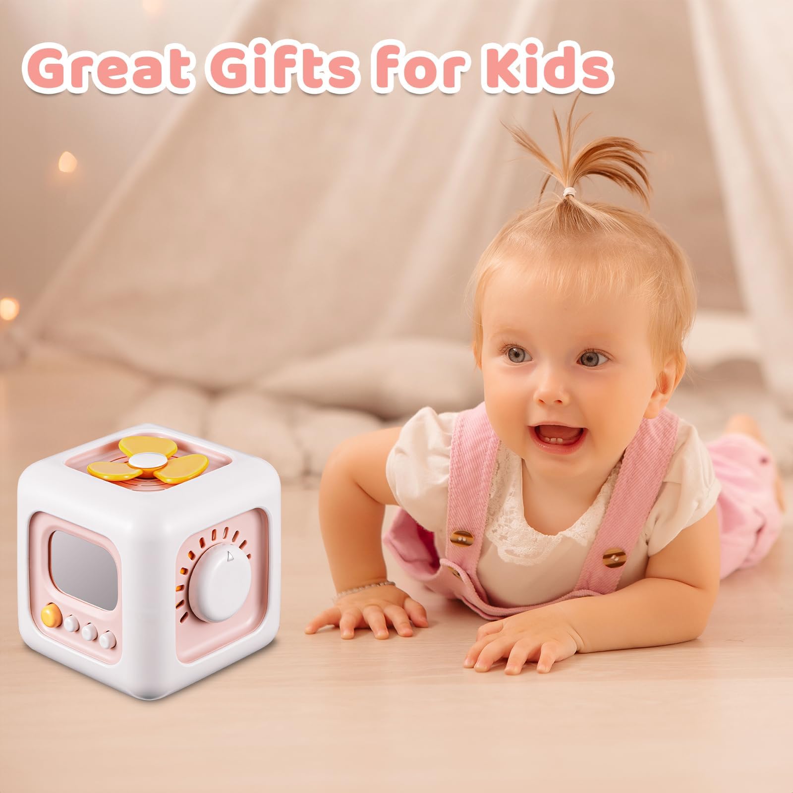 SOCBTNSO Busy Cube – Montessori Toys for 1 Year Old Girl Gifts, Travel Toys for Toddlers 1-3, Learning Fine Motor Skills