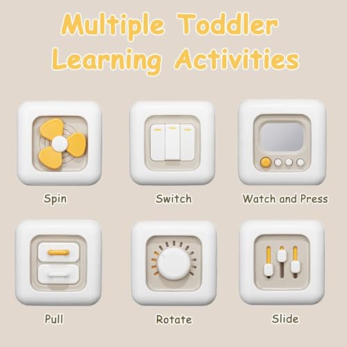 SOCBTNSO Busy Cube Toy for 1 Year Old - Montessori Travel Toy with 6 Activities