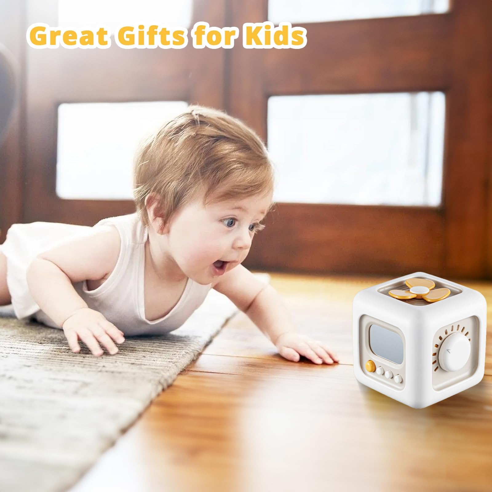 SOCBTNSO Busy Cube Toy for 1 Year Old - Montessori Travel Toy with 6 Activities
