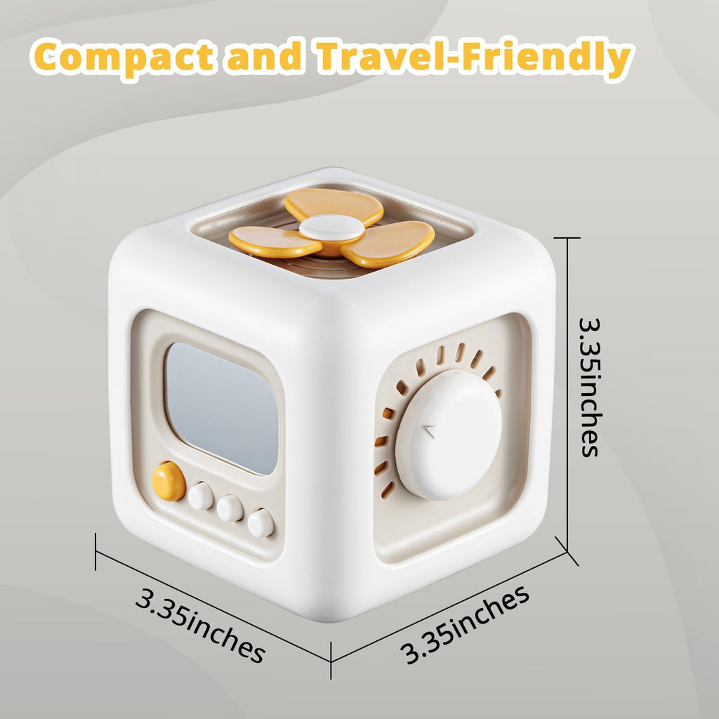 SOCBTNSO Busy Cube Toy for 1 Year Old - Montessori Travel Toy with 6 Activities