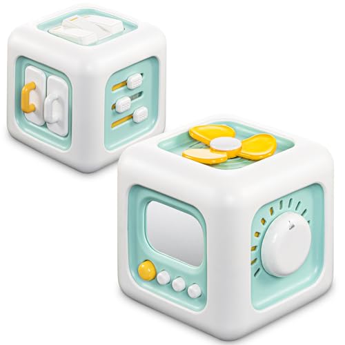 SOCBTNSO Busy Cube Toy – Sensory Activity Cube for Toddlers 1-3, 6-in-1 Fine Motor Skills Development, Travel-Friendly Baby Car Seat Toy for 12-18 Months, 1st Birthday Gift