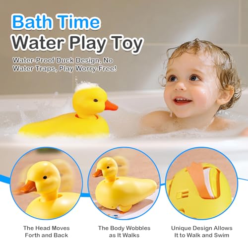 SOCBTNSO Walking Duck Bath Toy – Waterproof, Realistic Waddling Duck for Toddlers (Single or 2-Pack)