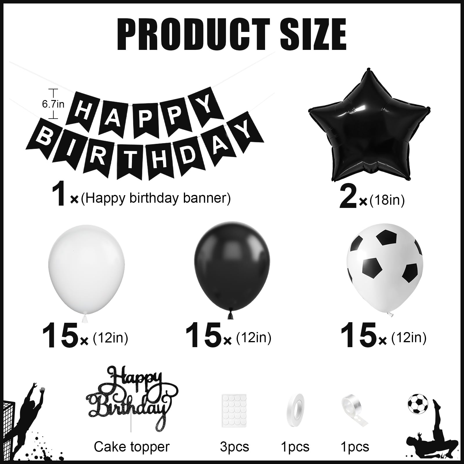 Soccer Birthday Party Decorations – 54-Piece Set with Balloons, Banner & Cake Topper