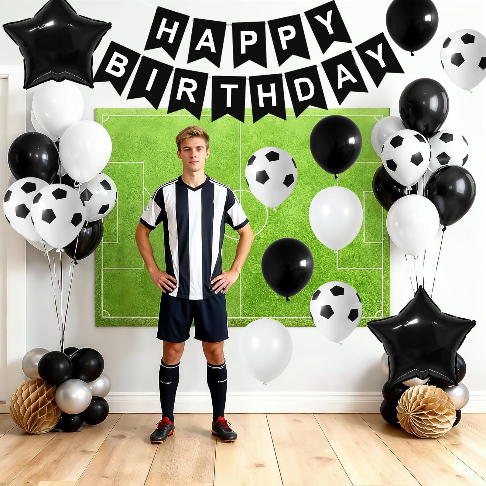 Soccer Birthday Party Decorations – 54-Piece Set with Balloons, Banner & Cake Topper