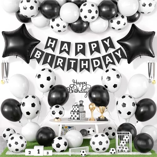 Soccer Birthday Party Decorations – 54-Piece Set with Balloons, Banner & Cake Topper